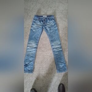 Blue Skinny Jeans with Vintage Distressed Look